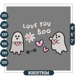 Love You Boo Ghost Valentine Horror Embroidery