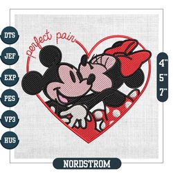 Perfect Pain Mickey Minnie Valentine Couple Embroidery