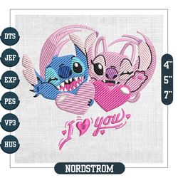 I Love You Stitch Angel Valentine Day Embroidery