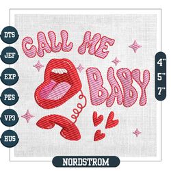 Call Me Baby Love Lips Valentine Embroidery