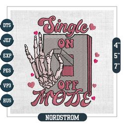 Single Mode On Skeleton Hand Valentine Embroidery