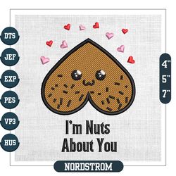 I'm Nut About You Heart Shape Valentine Embroidery