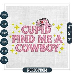 Cupid Find Me A Cowboy Glitter Valentine Embroidery