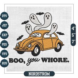 Boo You Whore Halloween Ghost Car Embroidery