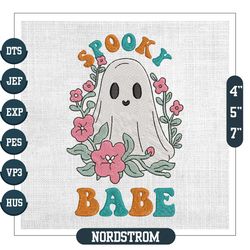 Spooky Babe Floral Halloween Ghost Embroidery