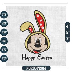 Mickey Mouse Face Happy Easter Bunny Ears Embroidery