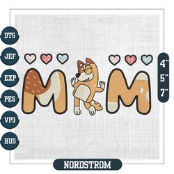 Mom Love Print Mother Day Bluey Heeler Embroidery