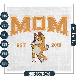 Mom Est 2018 Bluey Heeler Mother Day Embroidery