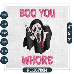 Boo You Whore Ghostface Halloween Embroidery