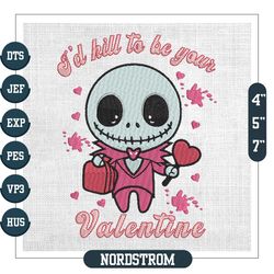I'd Like To Be Your Valentine Chibi Jack Skellington Embroidery