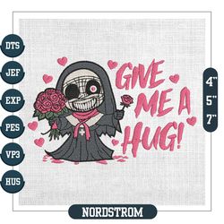 Give Me A Hug Scary Nun Valentine Embroidery