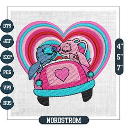 Stitch Angel Couple Valentine Heart Car Embroidery