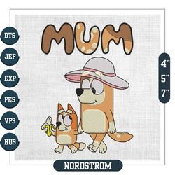 Mum Bluey Chilli Heeler Mother Day Embroidery
