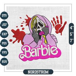 Barbie Ghostface Scream Horror Halloween Embroidery