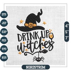 Drinh Up Witches Hat Halloween Embroidery