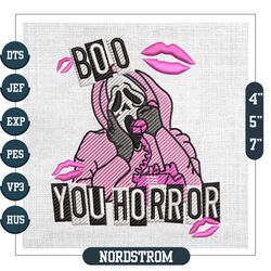 Boo You Horror Halloween Ghostface Embroidery