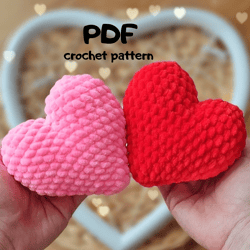 PATTERN Plush Heart Crochet heart pattern valentines gift amigurumi pattern Easy crochet heart pattern
