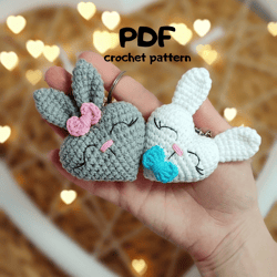 PATTERN Easter Bunny crochet bunny boy & bunny girl heart keychain crochet keychain crochet heart amigurumi