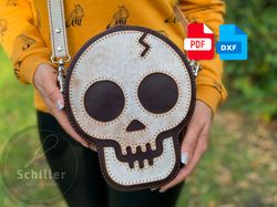 Gothic Skull Crossbody Bag - Leather pattern - PDF Download - DXF Download