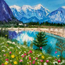 Montana Landscape with a lake Original oil painting