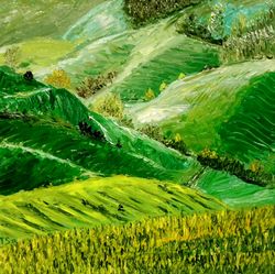Original oil painting The green hills of Ireland Wall art The Irish landscape