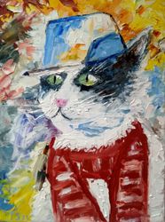 Cat painting  Animal fine art Original oil painting