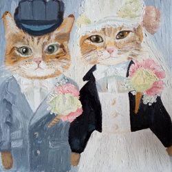 Cat painting Wedding present Original oil painting Animal fine art