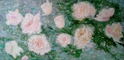 Roses in the fog Original oil painting Wall art Garden flowers painting