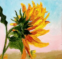 Sunflower in the wind Original oil painting Flowers art