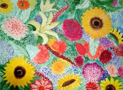 Boho flowers Original watercolor painting Colorful floral decor Bright flowers art