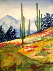 Arizona landscape painting Original watercolor art