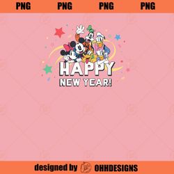 Disney Mickey Mouse Pals Retro Happy New Year Celebration PNG Download