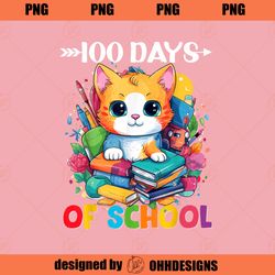 100th Day Of School Cute Cat Kitty Gifts 100 Days Smarter 1 PNG Download