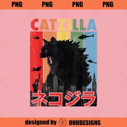 Catzilla Funny Cat Japanese Gifts Graphic s Men Women kid PNG Download