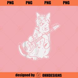 Cat Playing Bass Guitar Musician Animal Pet Music Lover Gift PNG Download