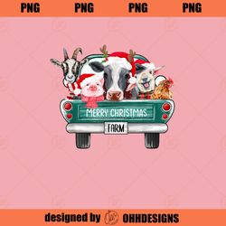 Christmas Farm Animals Truck Santa Hat Family Pajamas Xmas PNG Download