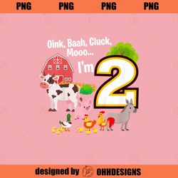 Kids 2nd Birthday Two Year Old Farm Birthday Party Animals PNG Download