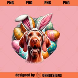 Wirehaired Vizsla Sports Bunny Ears for Easter Joy Ohhh Design PNG Download