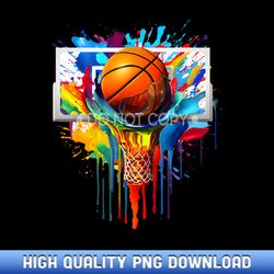 colorful basketball tie dye color splash hoop net slam dunk - designer series sublimation downloads