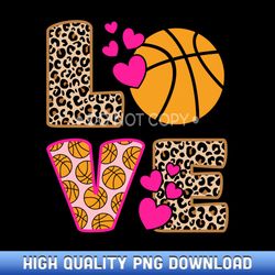 cute love basketball leopard print women girls basketball - curated sublimation png bundle