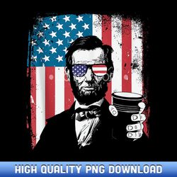 Abraham Lincoln Portrait Vintage American Flag 4th of July - Luxury Sublimation PNG Collection