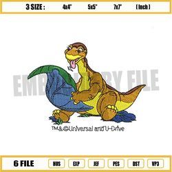 baby dinosaur littlefoot embroidery png