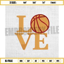 love basketball sport ball embroidery design