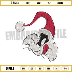 sylvester the cat santa hat embroidery