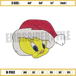 tweety bird santa hat embroidery