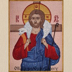 Jesus Christ icon The Good Shepherd embroidery design