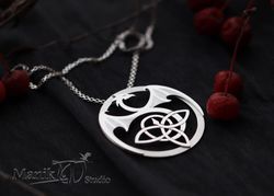 Pendant Dragon Trinity | Trinity symbol | Fantasy dragon | Handmade jewelry