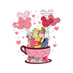 winnie the pooh coffee cup balloon valentine day svg