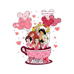 disney princess coffee cup balloon valentine day svg