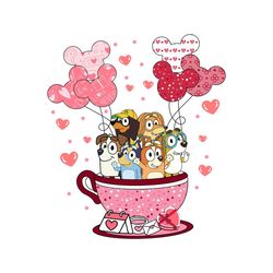 bluey family coffee cup balloon valentine day svg